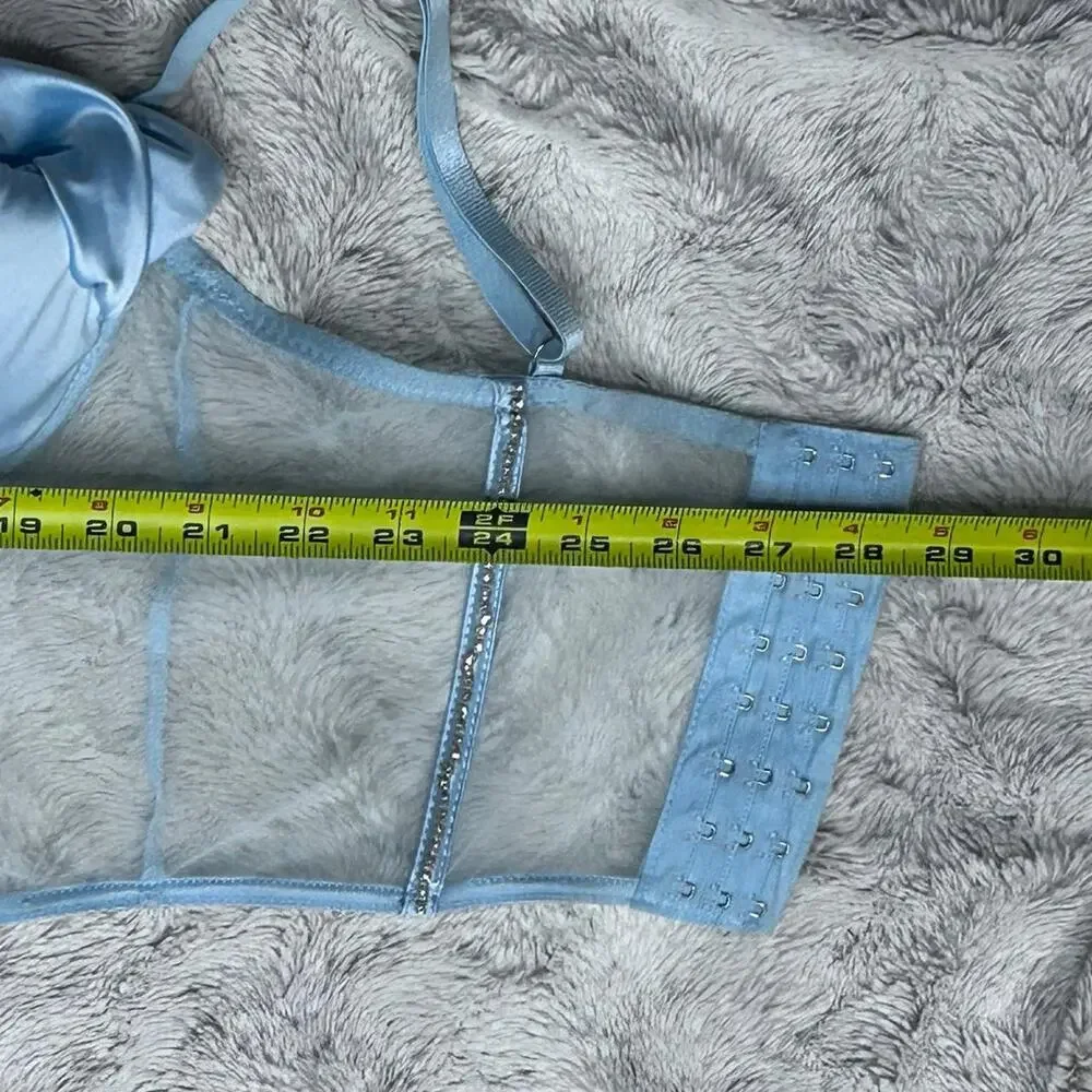 Baby blue corset top‎ Small Rhinestone Detail Satin sexy